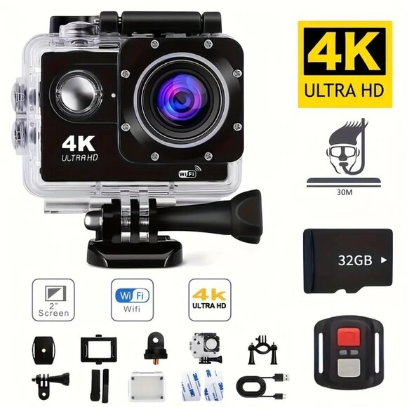 Action Camera 4K30fps, 20MP, 131ft Underwater, WiFi, 170° Wide Angle 16G Memory - Picture 7 of 7